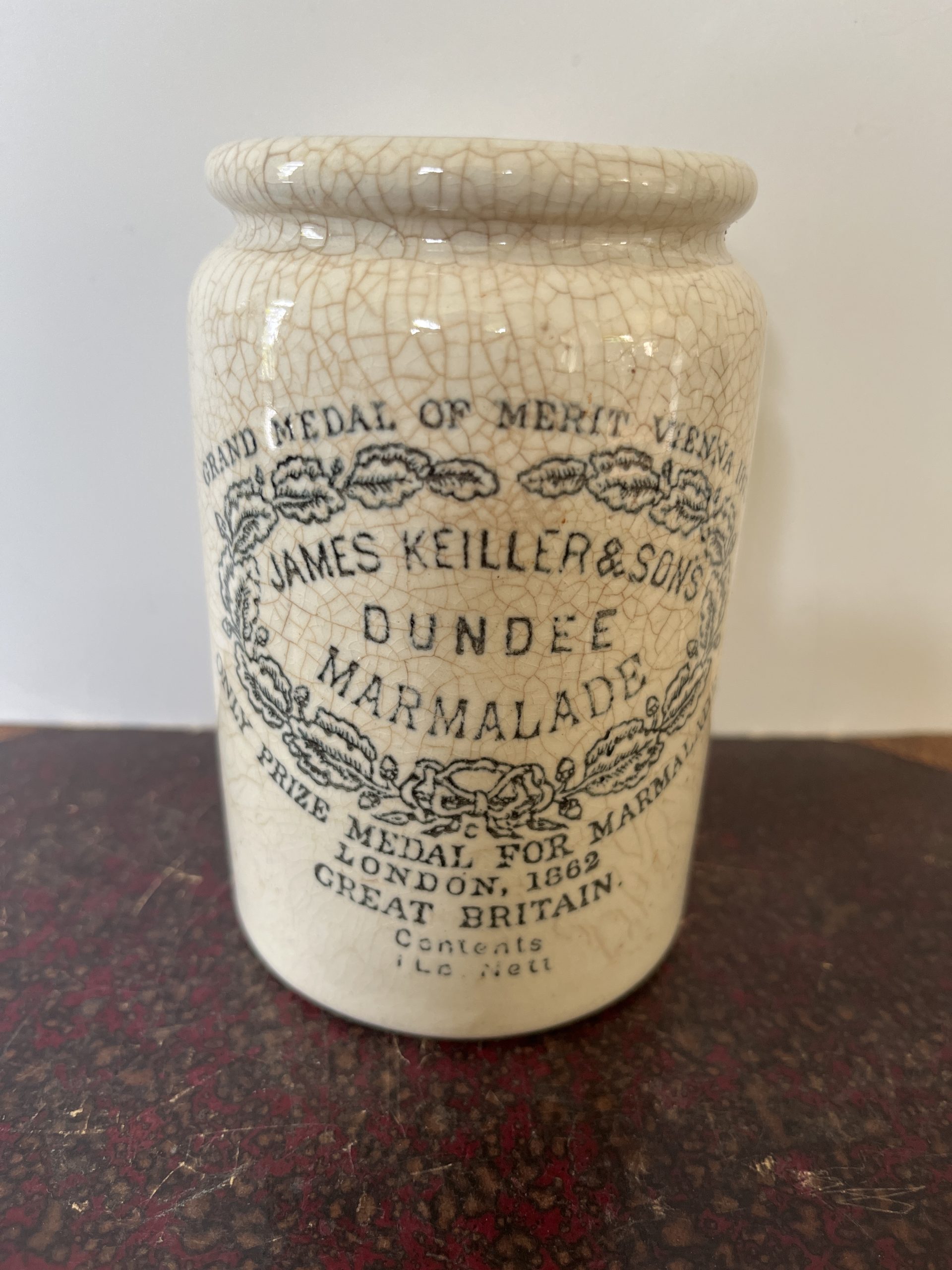 Antique - Rare - James Keiller & store Sons Dundee Marmalade - English Advertising - One Pound - Rolled Shoulder